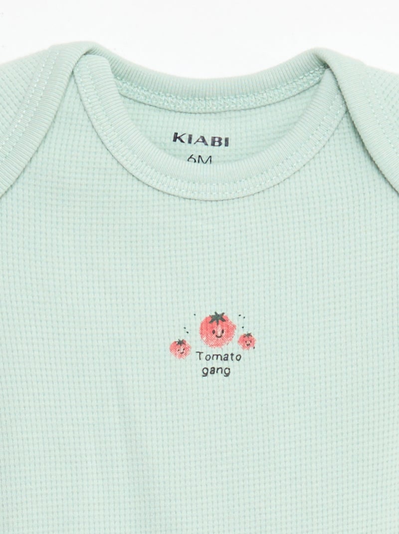 Pack body evolutivo + pijama en punto canalé Blanco - Kiabi