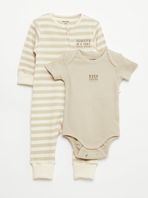 Pack body evolutivo + pijama en punto canalé - Kiabi