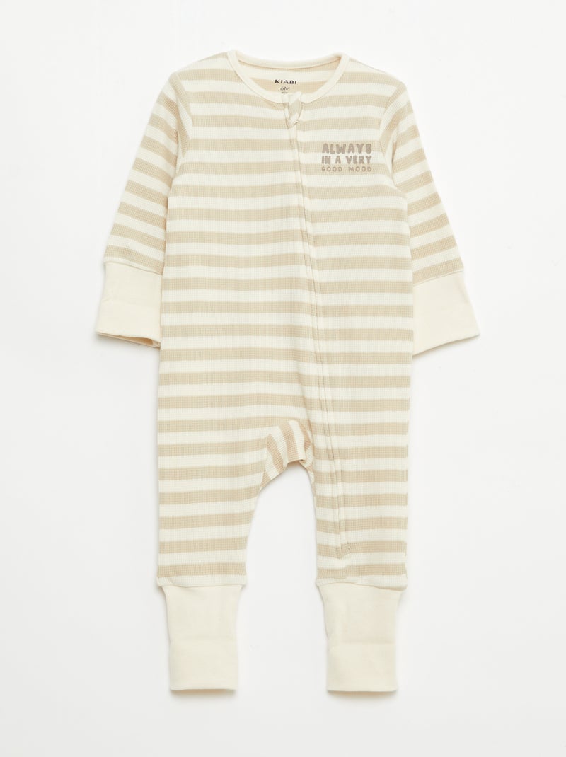 Pack body evolutivo + pijama en punto canalé Marron - Kiabi