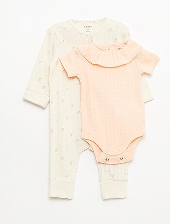 Pack body evolutivo + pijama en punto canalé