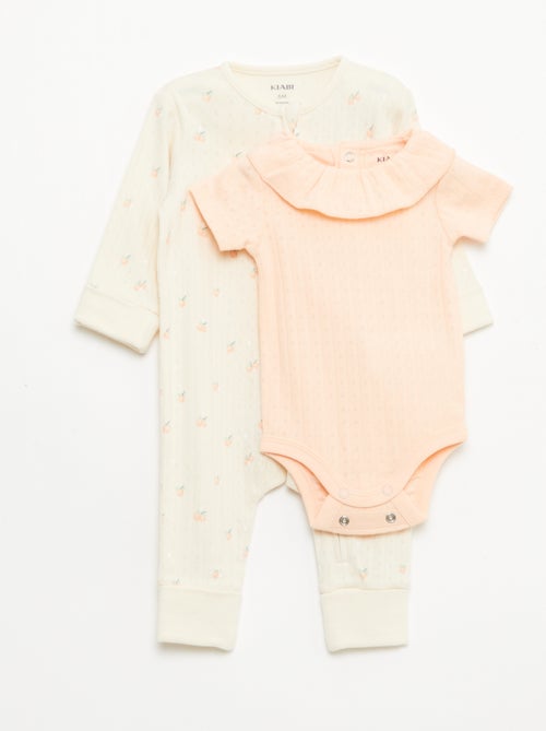 Pack body evolutivo + pijama en punto canalé - Kiabi