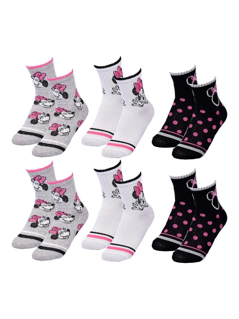 Pack calcetines niña DISNEY MINNIE 6 pares Gris blanco negro - Kiabi