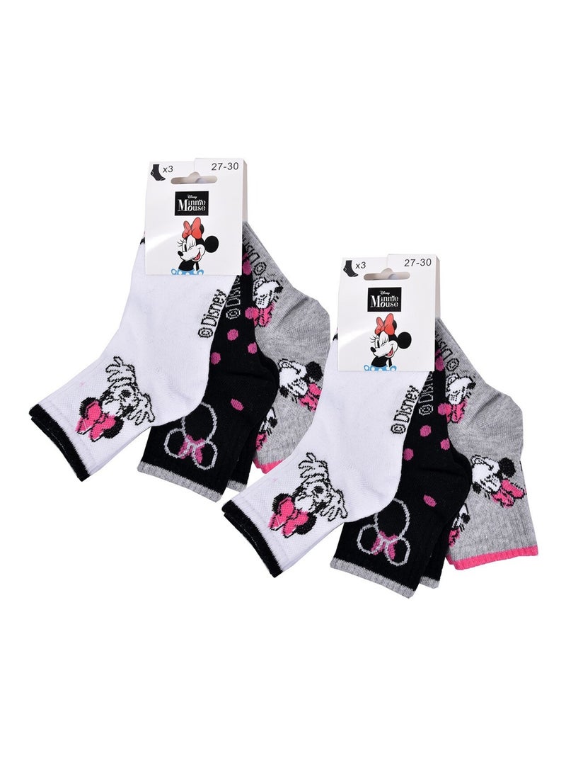 Pack calcetines niña DISNEY MINNIE 6 pares Gris blanco negro - Kiabi