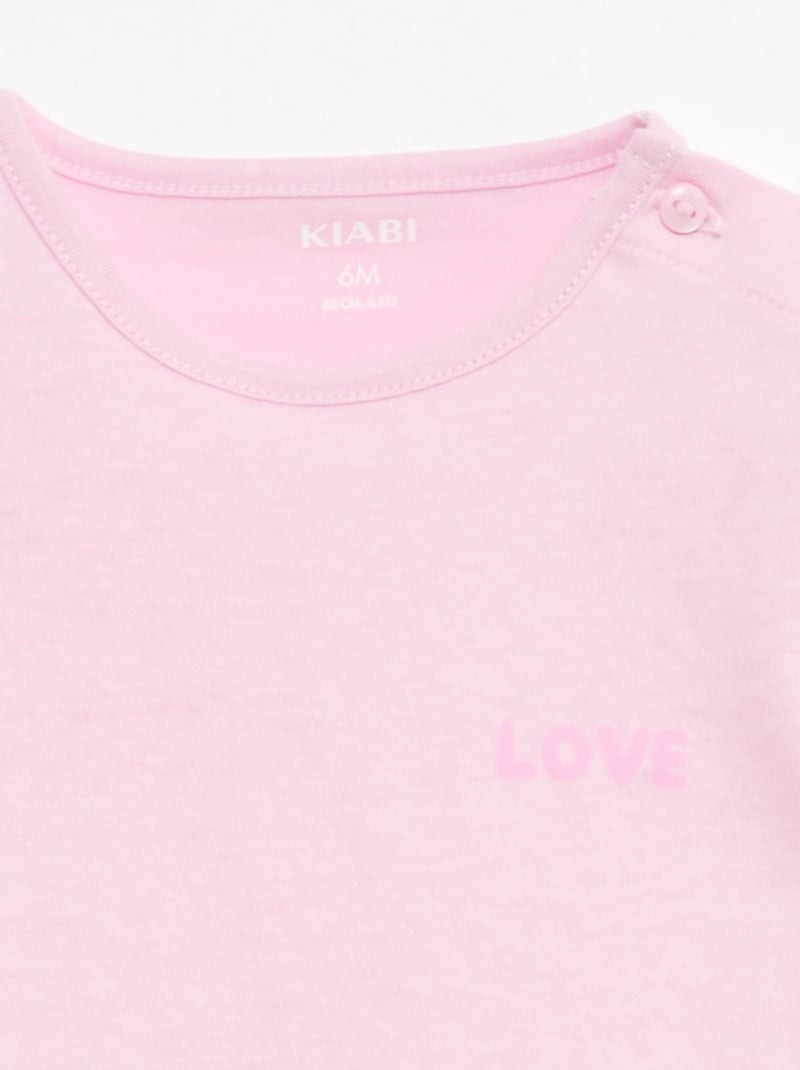 Pack camiseta + pantalón corto estampado Rosa - Kiabi