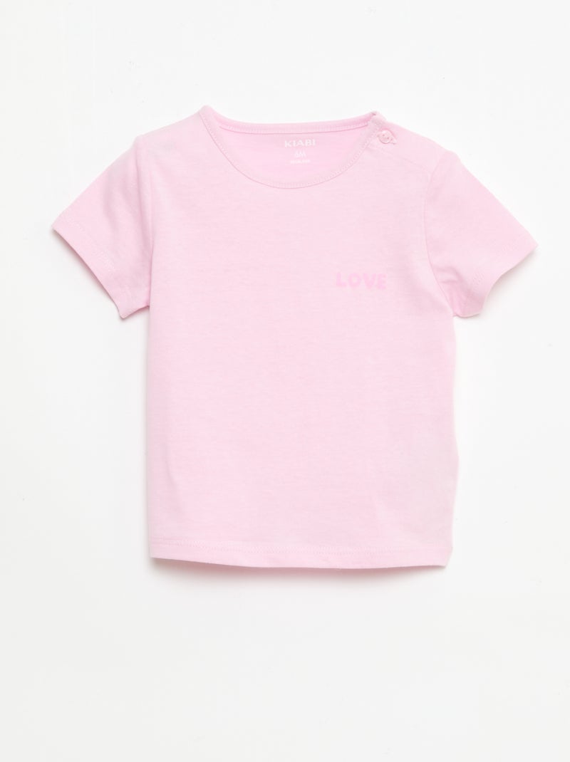 Pack camiseta + pantalón corto estampado Rosa - Kiabi