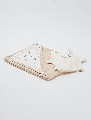 Pack con capa de baño + manopla 'Petit béguin'