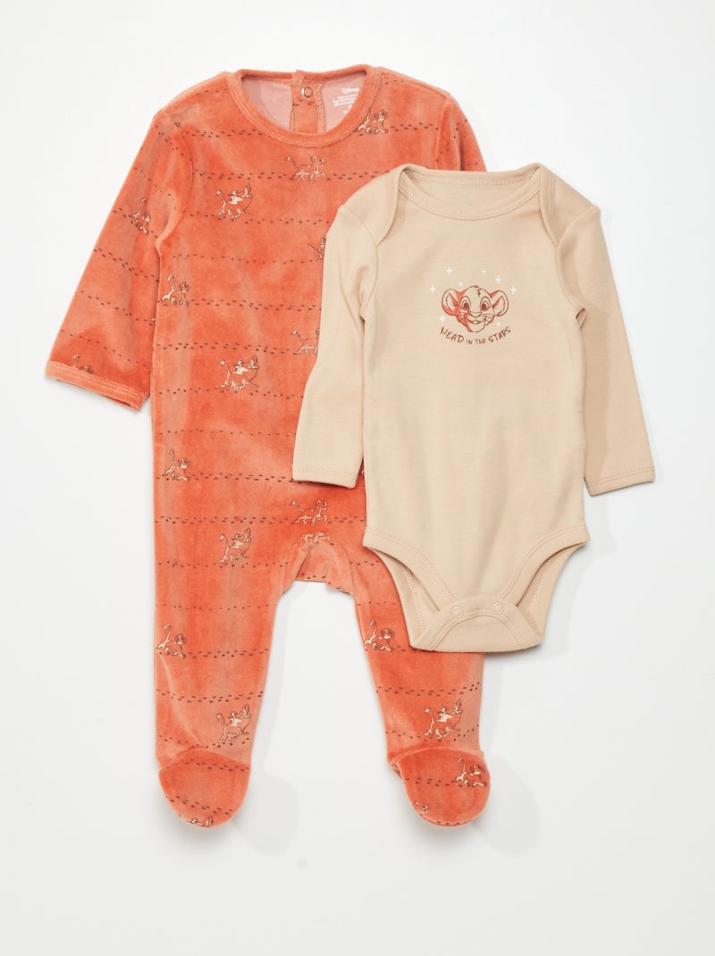 Pack de 1 pijama de terciopelo + 1 body de algodón 'Simba' simba - Kiabi