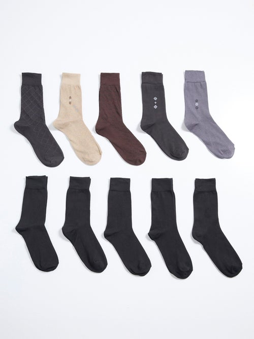 Pack de 10 calcetines lisos y estampados - AFIBEL - Kiabi