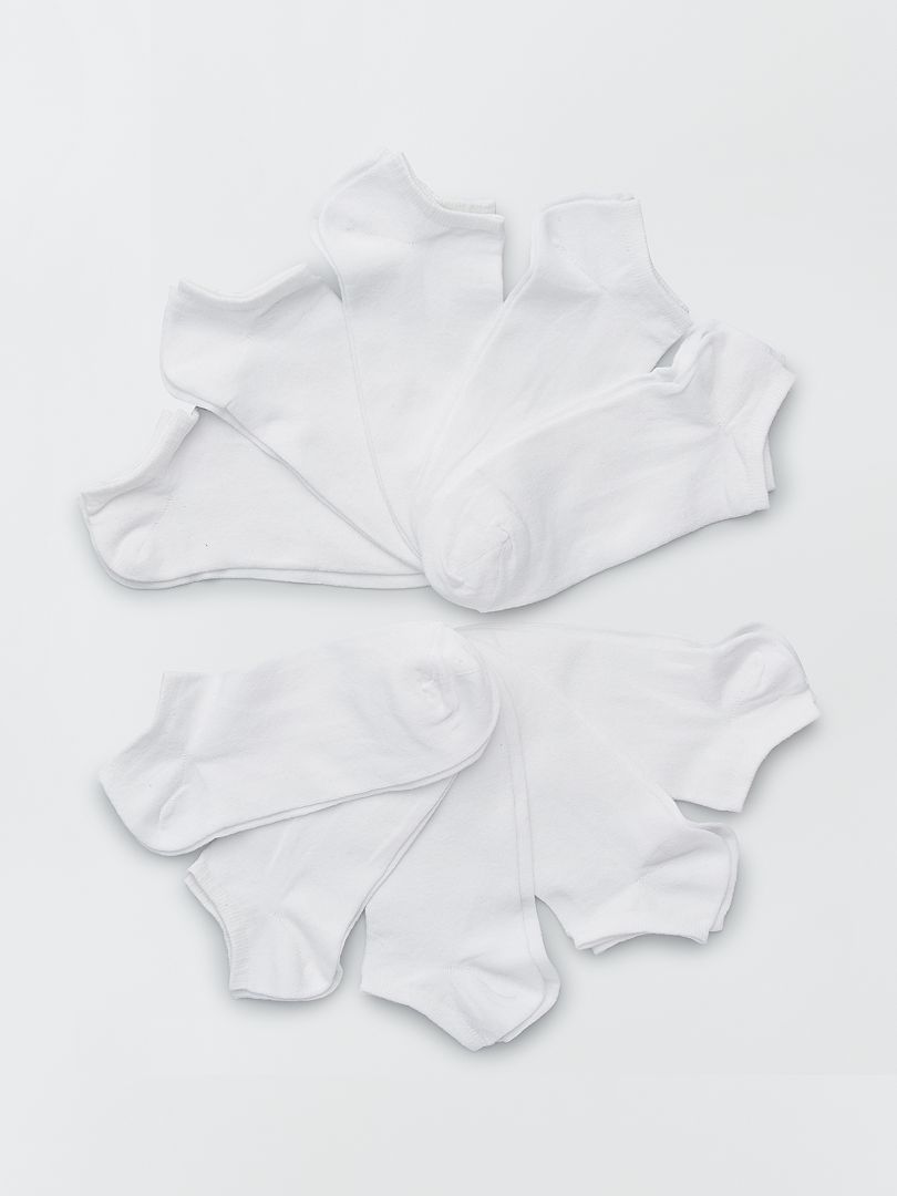 Pack de 10 pares de calcetines tobilleros blanco - Kiabi