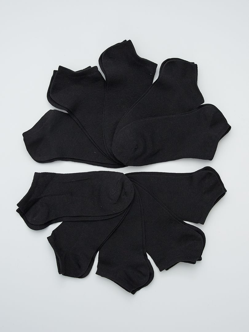 Pack de 10 pares de calcetines tobilleros negro - Kiabi