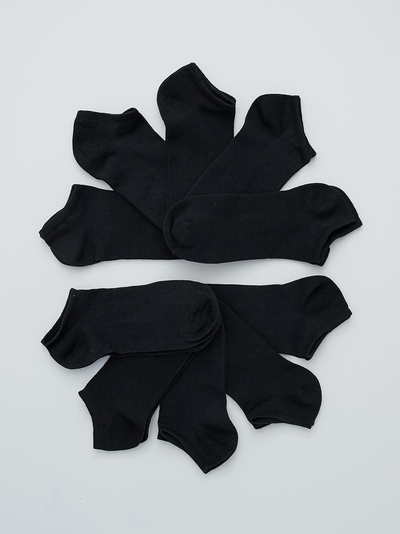 Pack de 10 pares de calcetines tobilleros negro - Kiabi