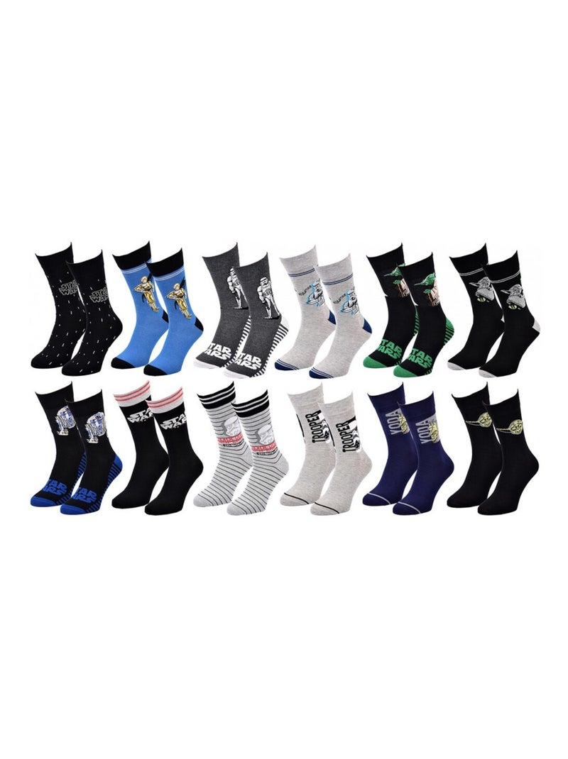 Pack de 12 calcetines hombre DISNEY STAR WARS Negro Multicolor Gris - Kiabi