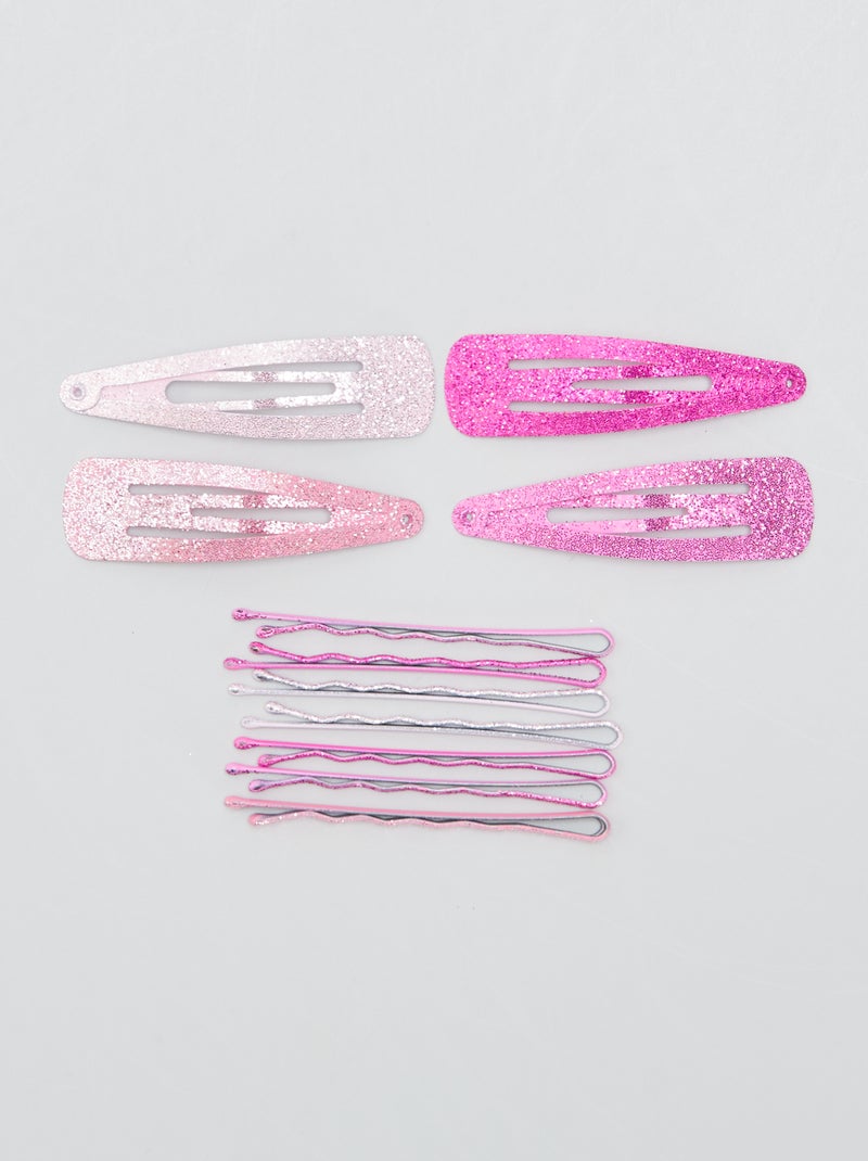 Pack de 12 pinzas brillantes ROSA - Kiabi