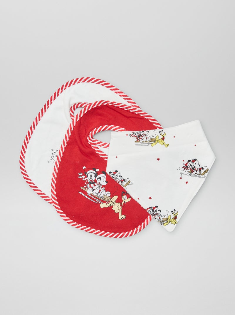 Pack de 2 baberos + 1 babero tipo bandana para Navidad 'Disney' ROJO - Kiabi