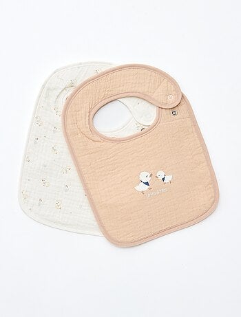 Pack de 2 baberos de gasa de algodón con forro de rizo