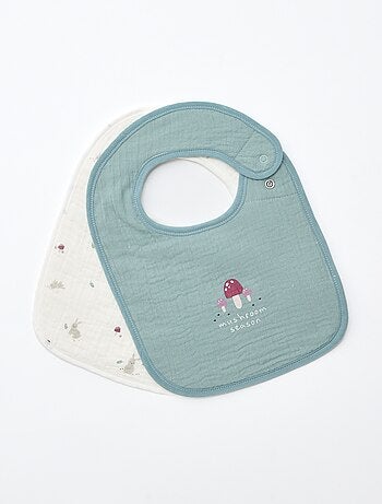 Pack de 2 baberos de gasa de algodón con forro de rizo