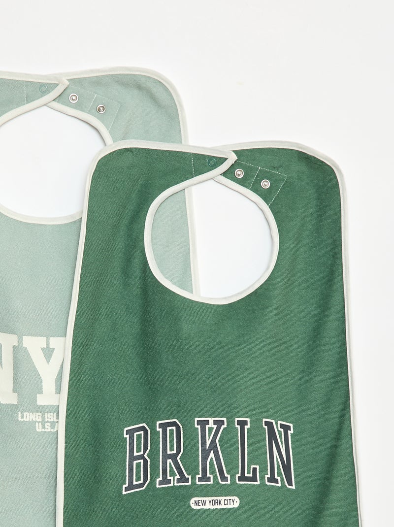 Pack de 2 baberos grandes de rizo - colección fácil de poner Verde - Kiabi