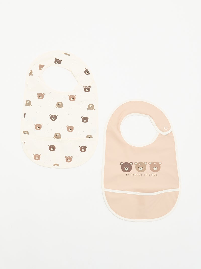 Pack de 2 baberos impermeables con estampado Beige - Kiabi