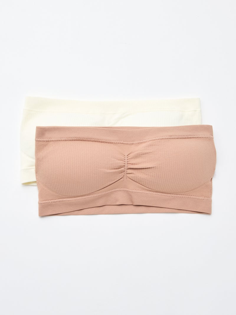 pack de 2 bandeaus de canalé sin costuras Beige - Kiabi