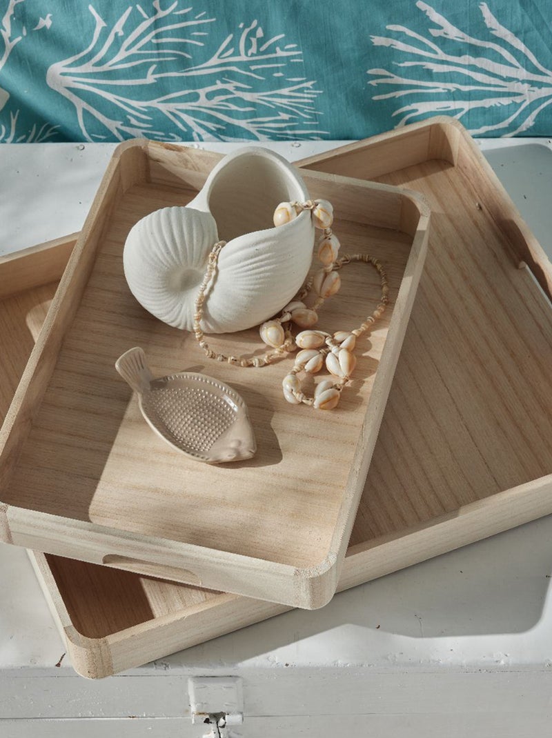Pack de 2 bandejas de madera MARRON - Kiabi
