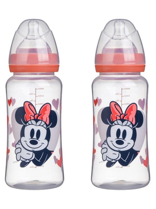 Pack de 2 biberones Disney Baby Minnie 360 ml, caudal de 3 posiciones, anti-colic - Kiabi