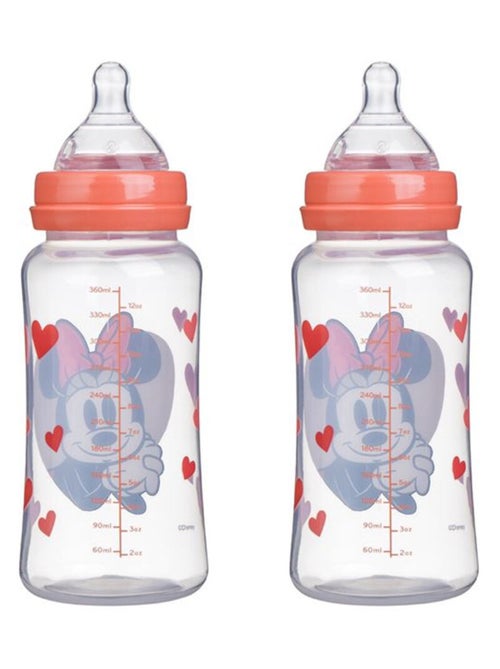 Pack de 2 biberones Disney Baby Minnie 360 ml, caudal de 3 posiciones, anti-colic - Kiabi