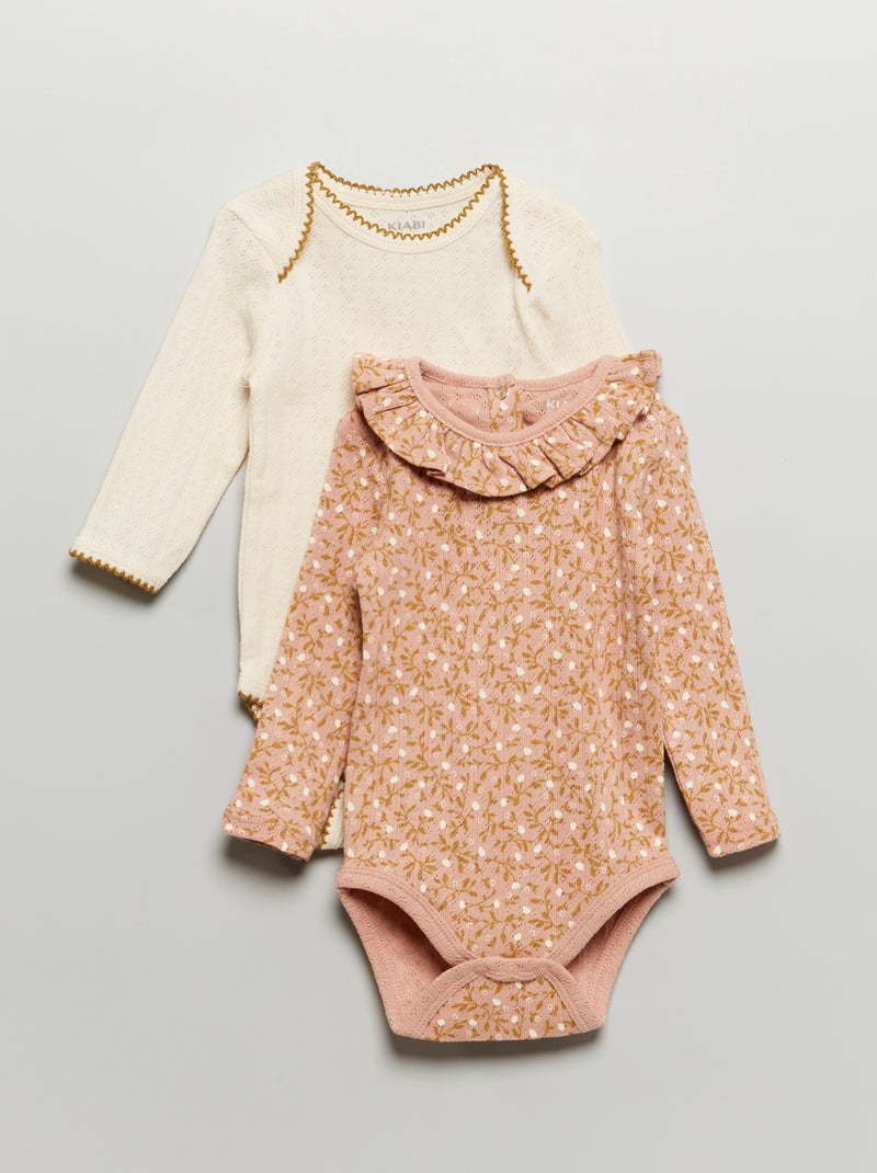 Pack de 2 bodies con cuello bebé BLANCO - Kiabi