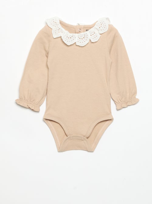 Pack de 2 bodies con cuello de bordado inglés - Kiabi