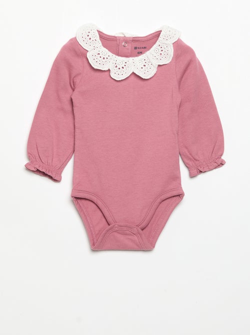 Pack de 2 bodies con cuello de bordado inglés - Kiabi