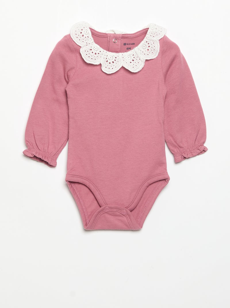 Pack de 2 bodies con cuello de bordado inglés Beige - Kiabi