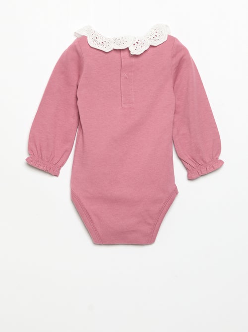 Pack de 2 bodies con cuello de bordado inglés - Kiabi