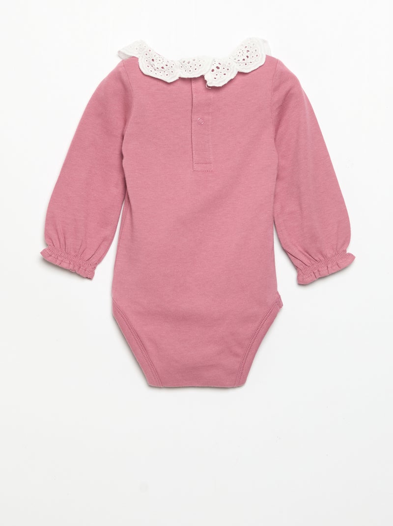 Pack de 2 bodies con cuello de bordado inglés Beige - Kiabi