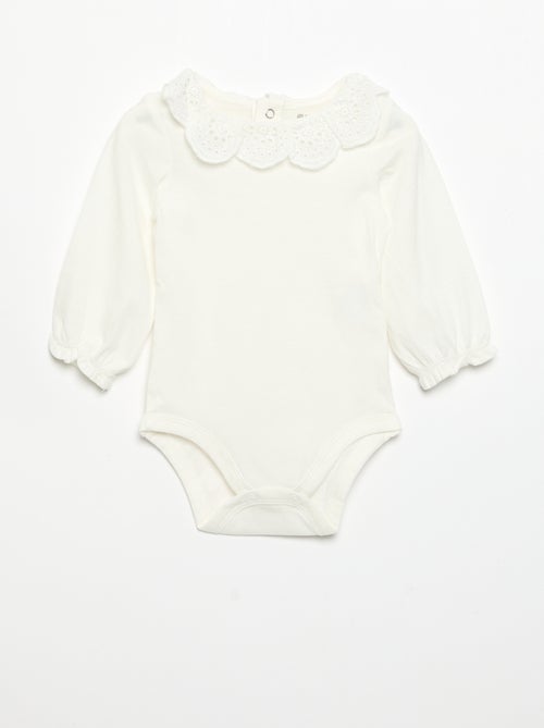 Pack de 2 bodies con cuello de bordado inglés - Kiabi