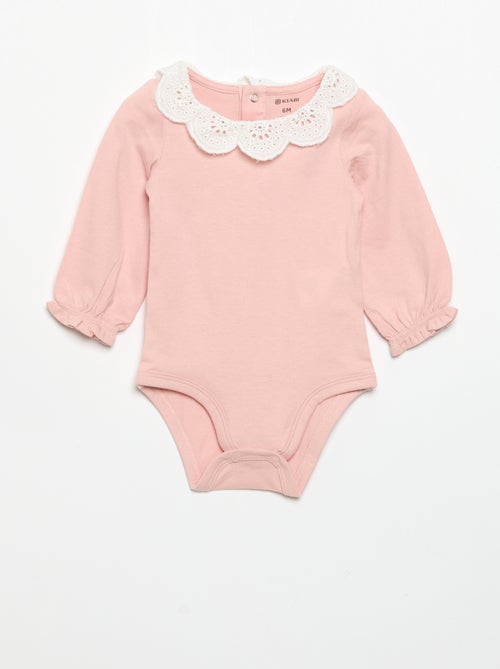 Pack de 2 bodies con cuello de bordado inglés - Kiabi