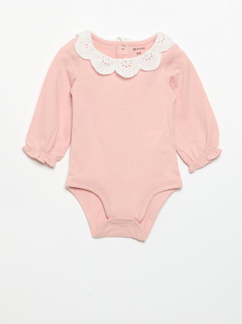 Pack de 2 bodies con cuello de bordado inglés Blanco - Kiabi