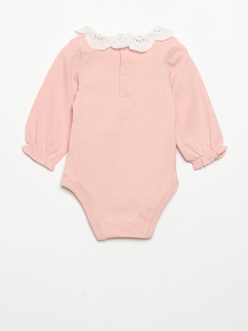 Pack de 2 bodies con cuello de bordado inglés - Kiabi