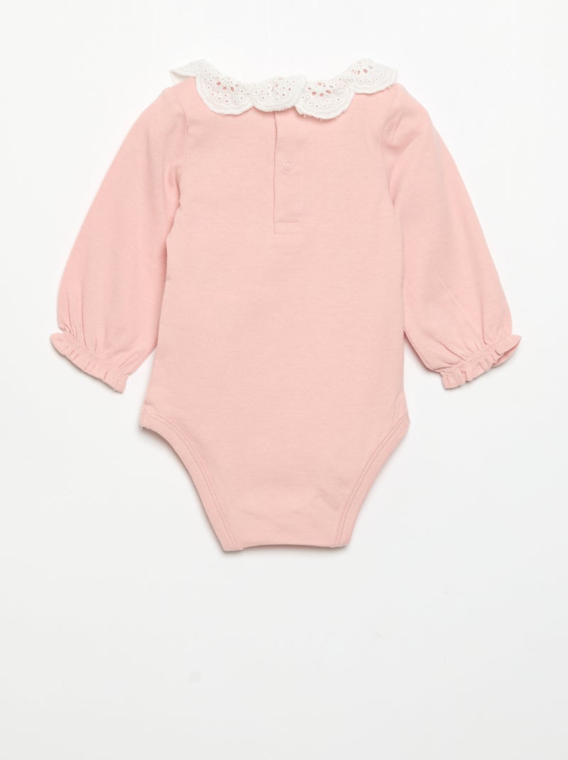 Pack de 2 bodies con cuello de bordado inglés Blanco - Kiabi