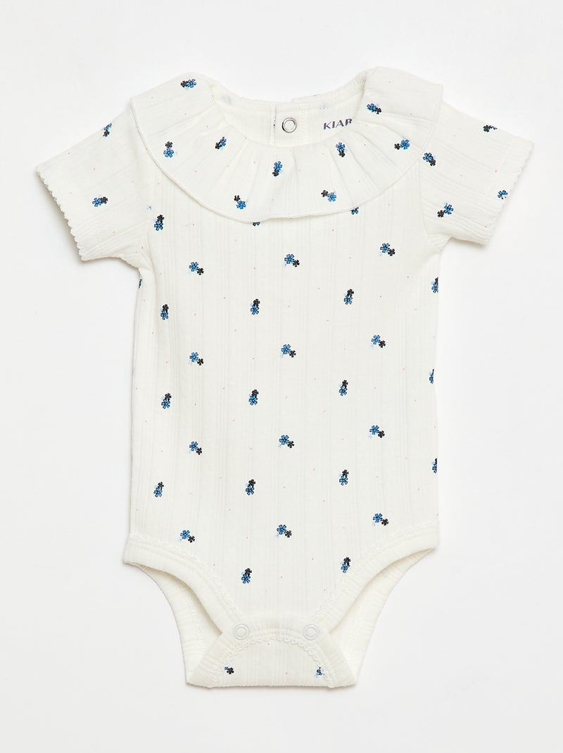 Pack de 2 bodies con cuello volante Blanco - Kiabi