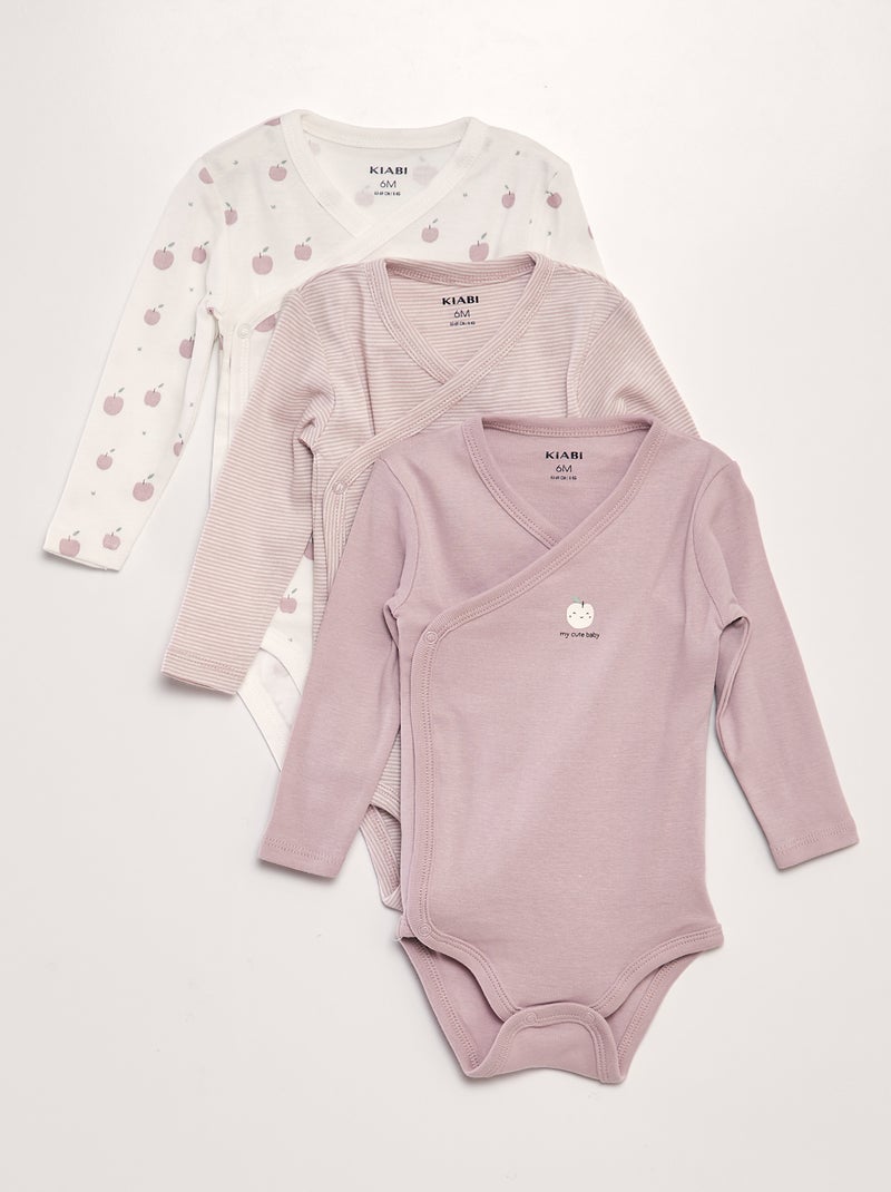Pack de 2 bodies con forma cruzada ROSA - Kiabi
