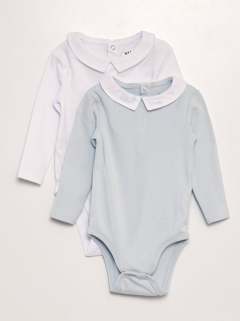 Pack de 2 bodies de algodón elástico AZUL - Kiabi