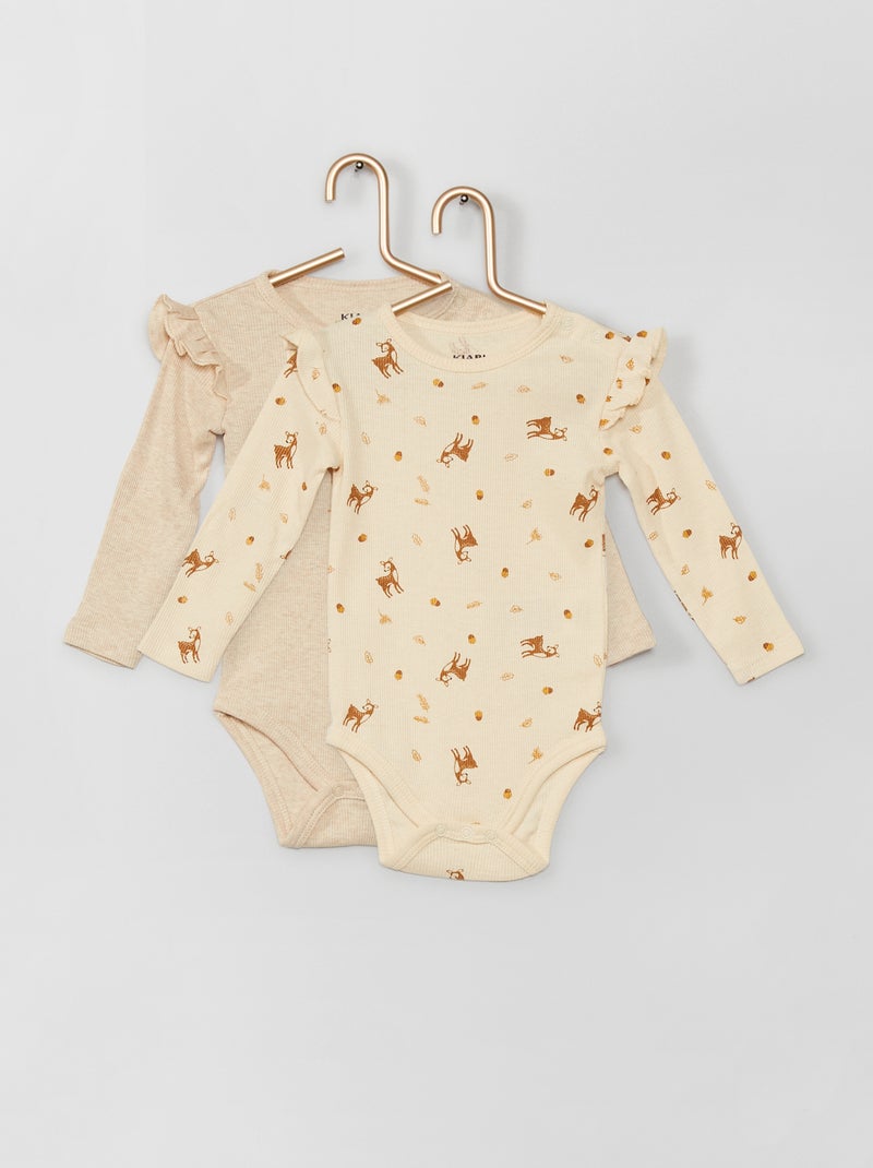 Pack de 2 bodies de canalé beige - Kiabi
