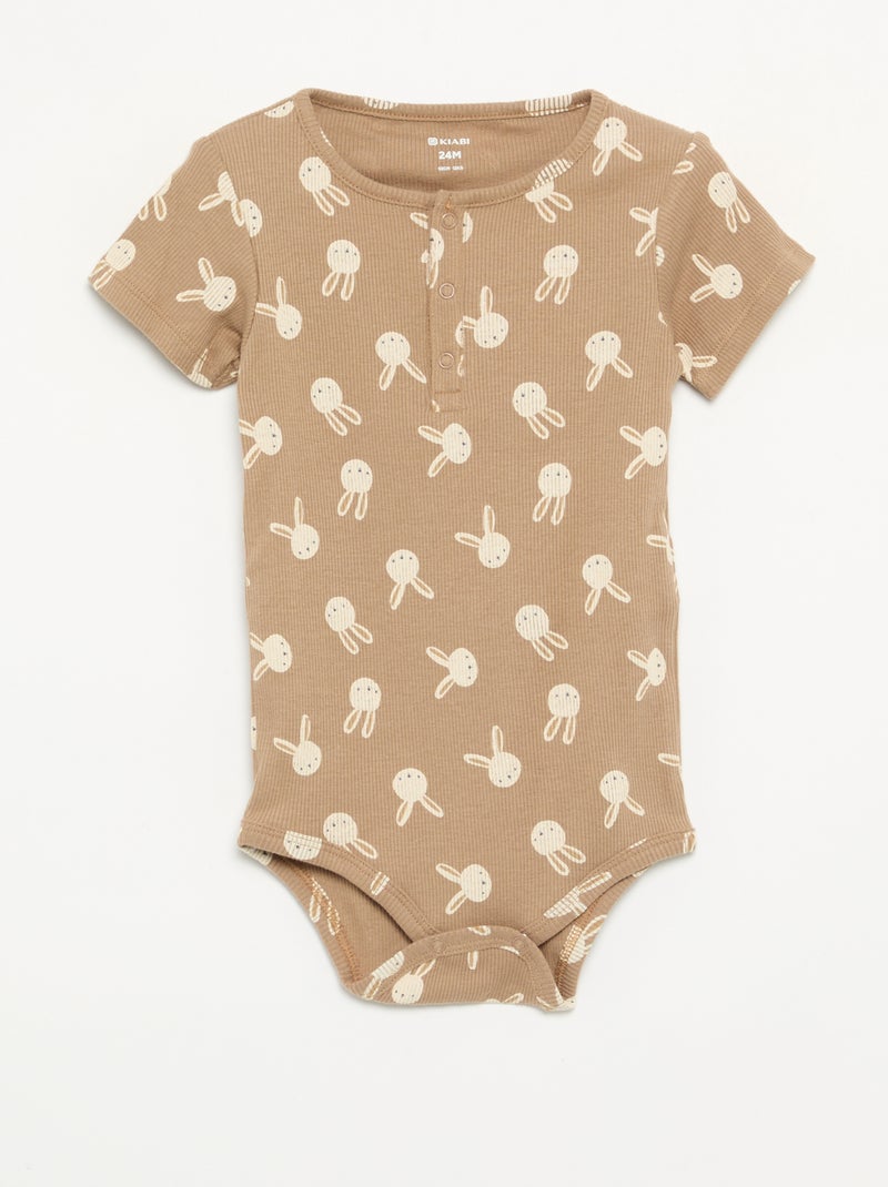 Pack de 2 bodies de cuello redondo con broches Beige - Kiabi