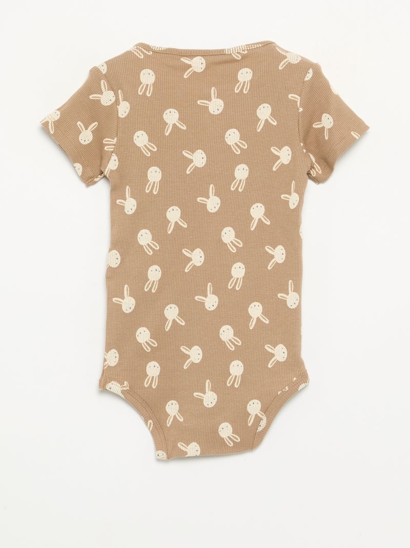 Pack de 2 bodies de cuello redondo con broches Beige - Kiabi