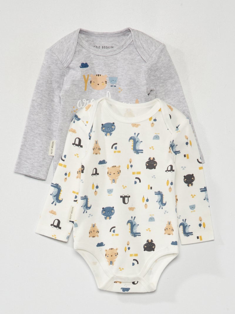 Pack de 2 bodies de manga larga GRIS - Kiabi