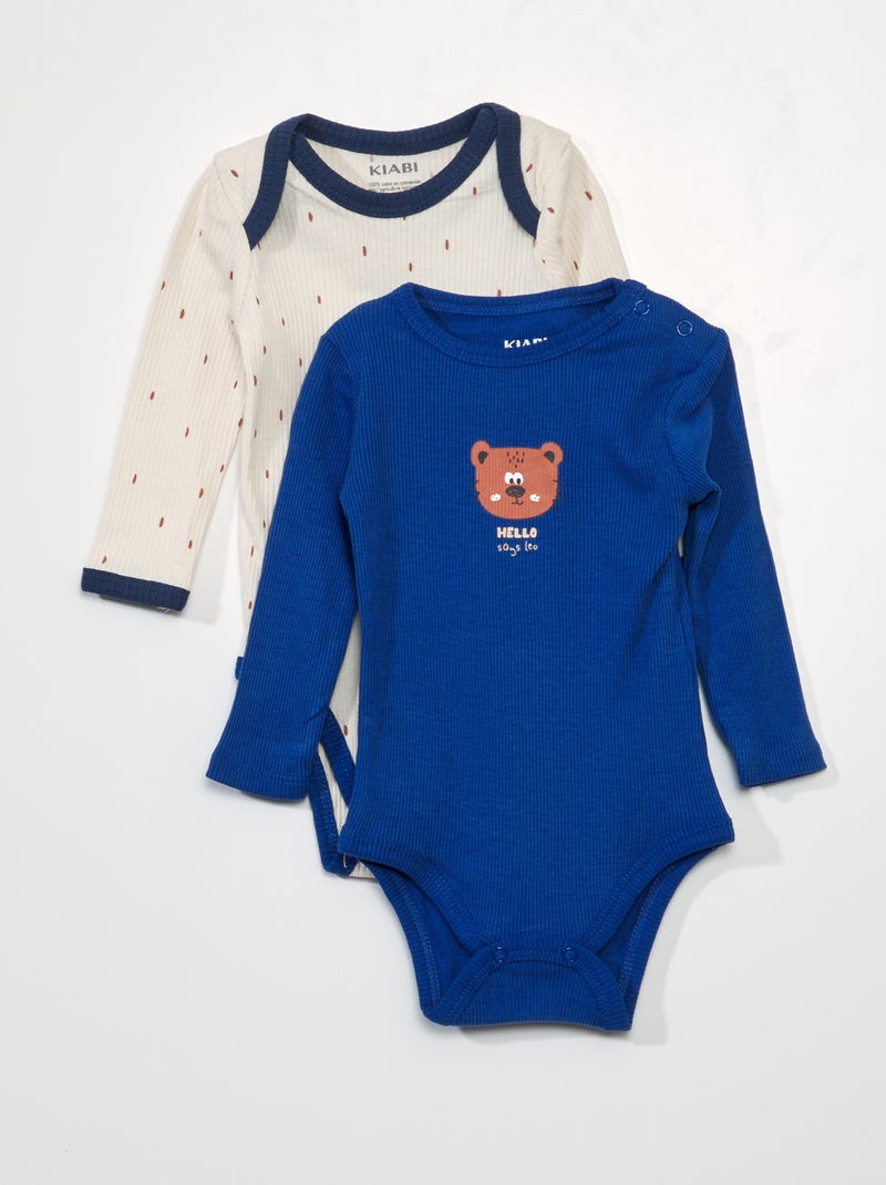 Pack de 2 bodies de punto canalé BLANCO - Kiabi