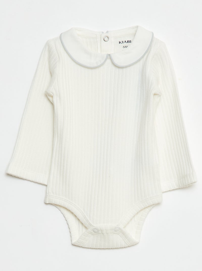 Pack de 2 bodies de punto canalé Blanco - Kiabi