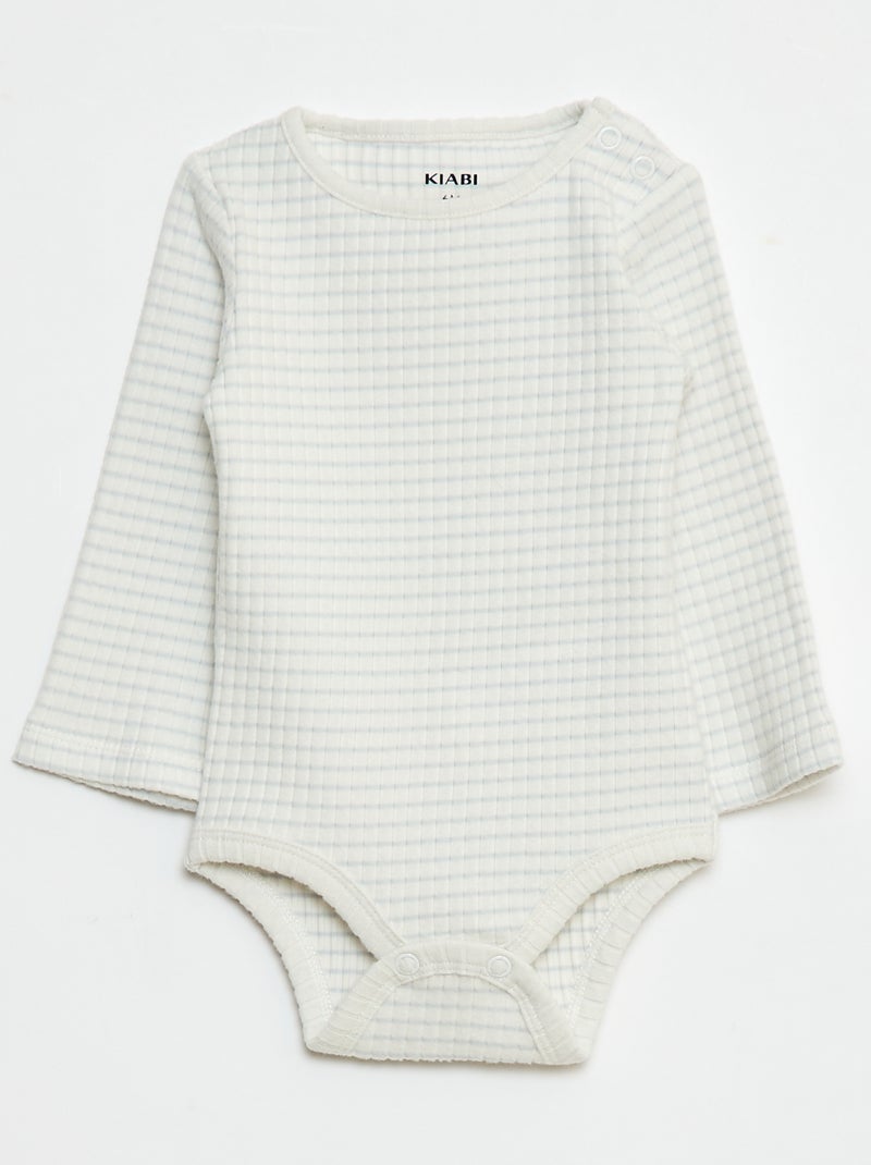 Pack de 2 bodies de punto canalé Blanco - Kiabi