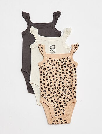 Pack de 2 bodies de punto con tirantes con volantes