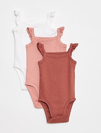 Pack de 2 bodies de punto con tirantes con volantes