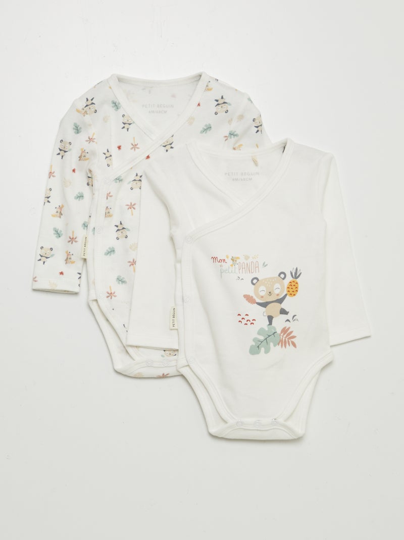 Pack de 2 bodies de punto estampados BEIGE - Kiabi